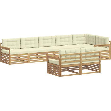 Set di divani da esterno 8 pz 8-Posti Bianco e Crema Poliestere vidaXL (1/5)