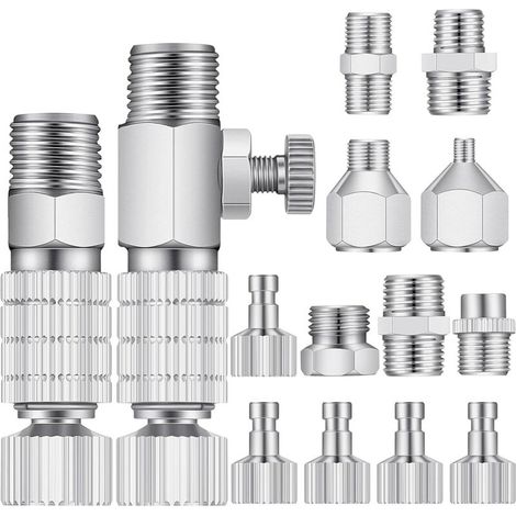 Ensemble d'adaptateurs pour pistolet pulvérisateur, 14 pièces, accessoires à déconnexion rapide pour pistolet pulvérisateur, adaptateur à déconnexion rapide pour tuyau pour compresseur d'air (1/4)
