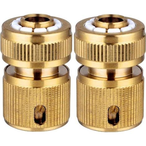 Raccord Rapide - Laiton - 1/2 Pouces - Pour Machine À Laver Et Arrosage Extérieur - Lot De 2 (1/5)