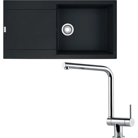 Pack évier XL Maris Fraganit noir mat 970 x 500 x 200 mm + mitigeur Neptune rabattable - Franke