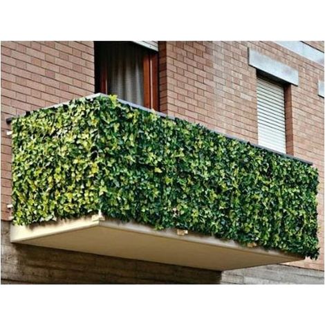 Trade Shop Traesio – Haie artificielle 1x3 mètres – Feuilles de lierre vert – Résistante aux UV – Pour balcon et espaces extérieurs – Matériau PVC durable (1/3)