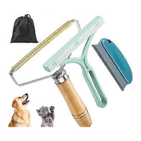 Brosse anti-poils d'animaux pour canapé et tapis - Lot de 3 brosses pour poils de chat, brosse portable pour poils de chien en voiture, outil de grattage professionnel pour canapé et tapis. (1/5)
