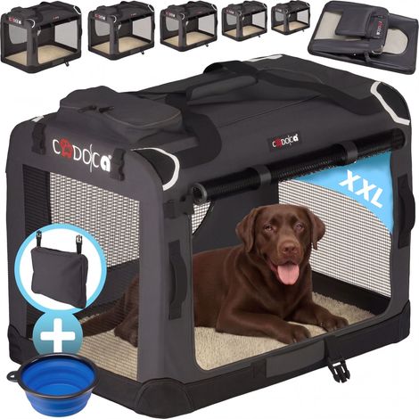 CADOCA® Hundetransportbox faltbar Katzentransportbox Transportbox Autobox Hundebox Box versch. Größen Farbwahl  XXL - Anthrazit