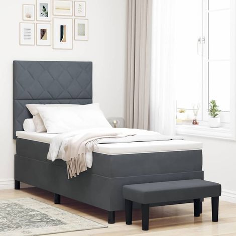 Cama tipo Box Spring Gris oscuro 190 x 90 cm Terciopelo (1/5)