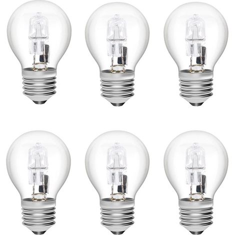 Ampoule halogène E27 28W G45 – Blanc chaud 2700K dimmable – Coque en verre renforcé – Lot de 6 pour lustres et lampes de table (1/5)