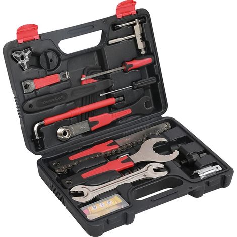 Kit de herramientas para bicicleta, 18 piezas, caja de almacenamiento compacta, juego de herramientas para bicicleta (1/2)