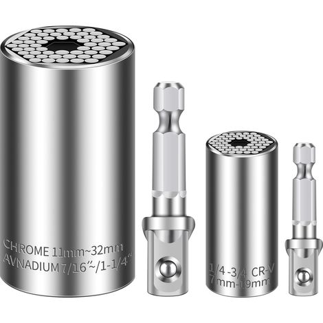 Lot de 4 douilles universelles 11-32mm, 7-19 mm Super douille pour dévisser n importe quel boulon Clé universelle multifonction avec (1/5)