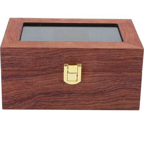 Scatola porta orologi in legno con 3 scomparti, finestra trasparente, base antiscivolo.