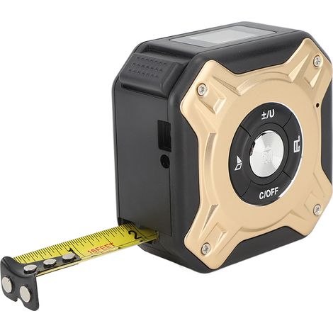 Mètre ruban infrarouge 3 en 1 (40 m rechargeable et 5 m manuel), mètre ruban électronique numérique avec crochet magnétique (noir/or) (1/5)
