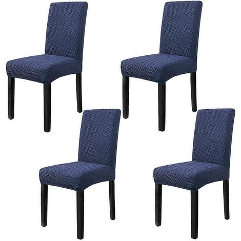 Ensemble de 4 housses de chaises de salle à manger extensibles en maille, amovibles et lavables, pour salle à manger, maison, mariage, banquet, etc. (1/4)