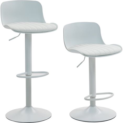 Tabourets de bar réglables avec dossier en plastique et assise en simili cuir, lot de 2 (1/5)