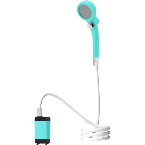 (Style B bleu) Douche de camping portable, pompe de douche électrique, seau pliable de 20 L, batterie rechargeable, affichage numérique extérieur (1/4)