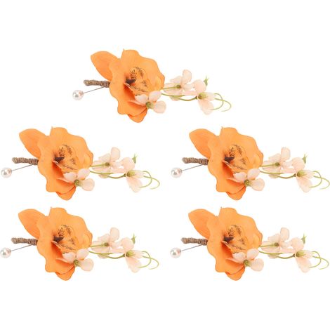 wiederverwendbare künstliche Ansteckblumen für Herrenhochzeiten – elegante und realistische orangefarbene Blüten (1/5)