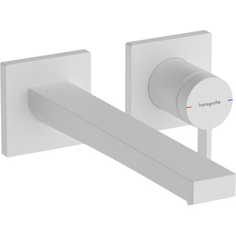 Hansgrohe Tecturis E - Unterputz-Waschtischarmatur, mit Ablaufgarnitur, 2-Loch-Montage, EcoSmart, weiß matt 73051700 (1/4)