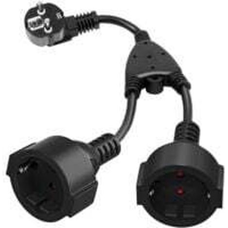 Fiche Double pour Prise, Rallonge avec 2 prises 16A/ 250V/ Max.3680W 2 en 1 Adaptateur de Prise Distribution à 2 Voies IP44 Double Prise pour Maison, Bureau, Voyages (1/5)