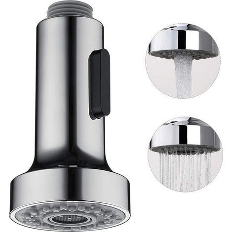 2 modes Pull out Robinet de cuisine de rechange avec buse de pulvérisation pour évier de cuisine, salle de bain, lavabo, raccords 1/2'' avec bouton de contrôle (1/5)