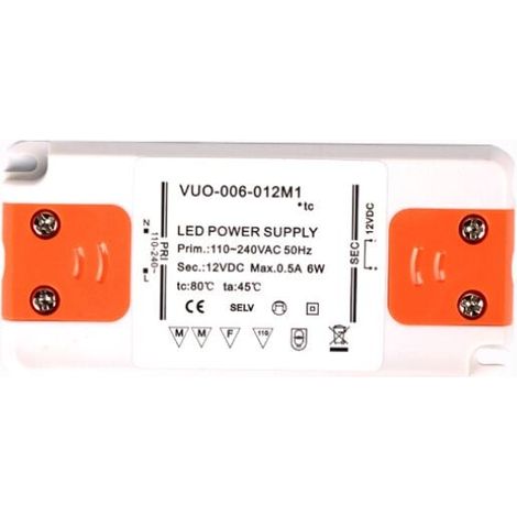 Transformateur d\'alimentation UlisemLED - 6 W, 12 V CC, 0,25 A - Tension constante pour bandes LED et ampoules LED G4, MR11 et MR16 (1/3)