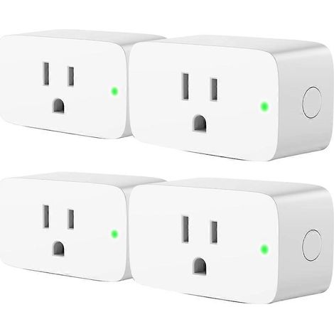 Prise connectée, compatible avec Siri, Alexa, Google, SmartThings, domotique, contrôle à distance via application, programmation, lot de 4 prises américaines (1/5)