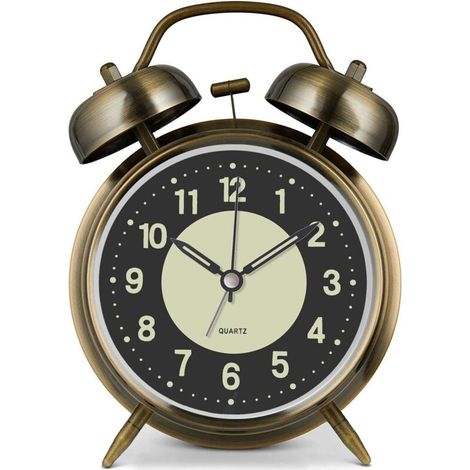 Loud alarm clock for heavy sleepers, metal, double bell, battery operated, for bedroom decoration (1/5)