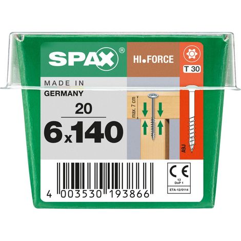 Spax Holzbauschrauben 6.0 x 140 mm TX 30 Tellerkopf - 20 Stk. Holzschrauben