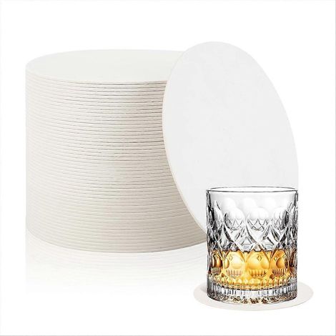 200 sous-verres en papier épais, ronds de 10 cm, en carton blanc, pour mariages, traiteurs, bars et loisirs créatifs. (1/5)