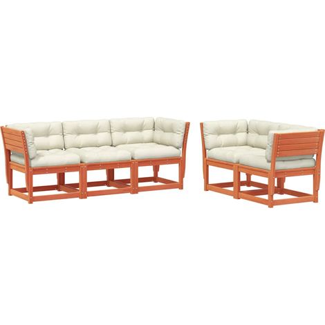 Maison Exclusive - Set de sofás jardín 5 pzas con cojines madera (1/5)