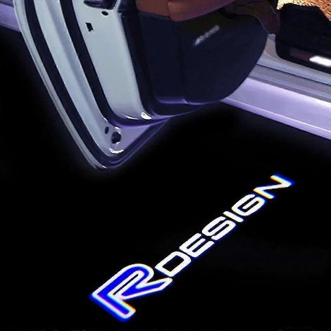 Lot de 2 projecteurs laser LED avec logo Rdesign pour portières de voiture (effet fantôme) - Compatibles avec Volvo S60, S80, S90L, XC90, V40, V60 et V90. Couleur : Noir. (1/4)