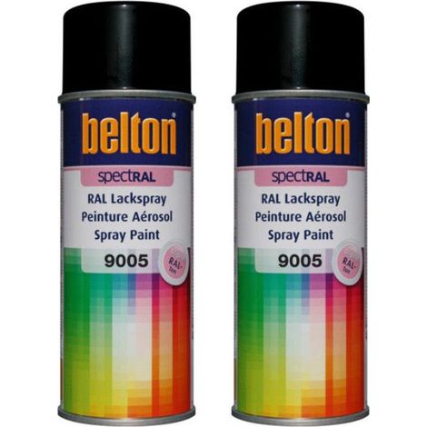 Lot de 2 bombes de peinture Belton Spectral RAL9005 Noir foncé 400ml