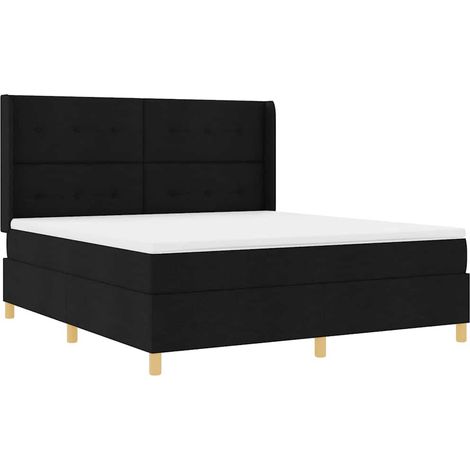 Maison Exclusive - Lit à ressorts avec bandes LED Noir 180 x 200 cm tissu