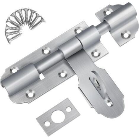 Exterior Door Latch with Padlock Clasp, 135mm Stainless Steel Sliding Door Latch, Small Latch Door Lock with Screws for Warehouse Garage Barn Gate Yard Door (1/4)