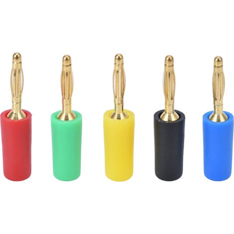 Lot de 5 fiches banane connecteur doré cuivre accessoire kit pour connexion 10002 (1/5)