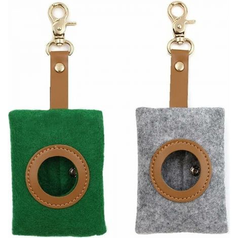 (Grey Green) 2 Pack Dog Poop Bag Dispenser, Dog Poop Bag Dispenser, Dog Poop Bag Dispenser with Snap and Keychain, Suitable for Hiking and Travel (1/5)