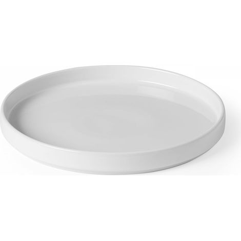 Assiette plate à bord haut, Oslo, ⌀240mm, porcelaine blanche émaillée (1/4)