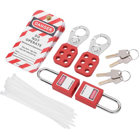 Kit de consignation/déconsignation électrique avec cadenas de sécurité, moraillons, étiquettes de consignation, clés et sac pour produits marqués. Équipement de sécurité. (1/5)