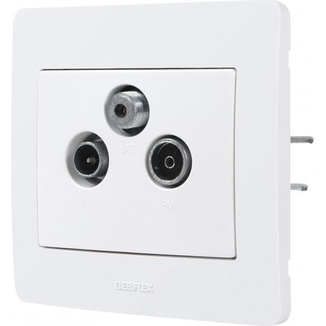 Enchufe de pared para TV, FM y satélite blanco