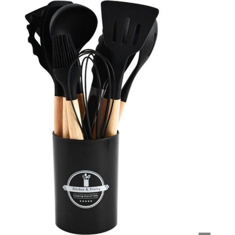 Ensemble de 12 ustensiles de cuisine, noir (1/5)