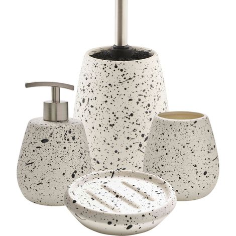 Set salle de bain céramique moucheté 4 pièces
