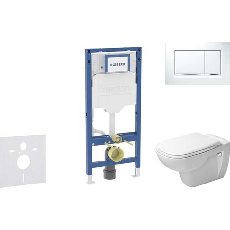Geberit Duofix - Set per installazione pre- parete, vaso D-Code e sedile softclose, pulsante Sigma20, bianco/cromo lucido SANI11CP3104 (1/5)