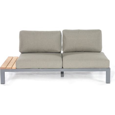 Sonnenpartner Lounge-Eckmodul 2-Sitzer links Equila Aluminium/Teakholz mit Kissen anthrazit Lounge-Sessel