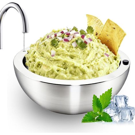 Ensaladera – Capacidad de 1 litro, ensaladera/bol de ensalada de acero inoxidable con aislamiento térmico, perfecta para fiestas y también apta para contener diversas salsas. (1/5)