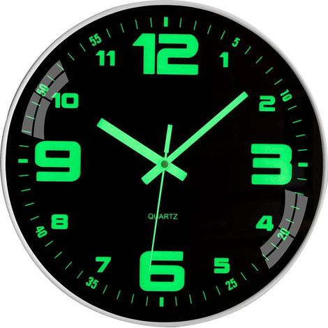 Beleuchtete Wanduhr ohne lautloses Ticken – 30 cm – Modernes Quarzwerk – Große, batteriebetriebene Wanduhr – Gut lesbar (1/5)