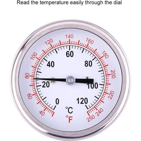 Thermomètre de four en acier inoxydable Thermomètre pour barbecue Grill fumoir Thermomètre avec Gage 0-120°C (1/4)