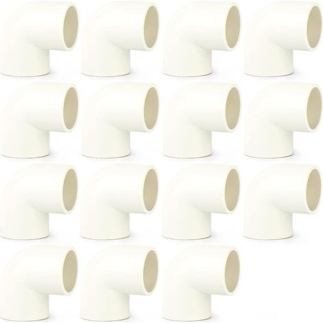 15 Stück 20 mm Ellenbogen PVC weiß Rohrverbinder Armaturen, Wasserrohr Adapter Kupplung (1/4)