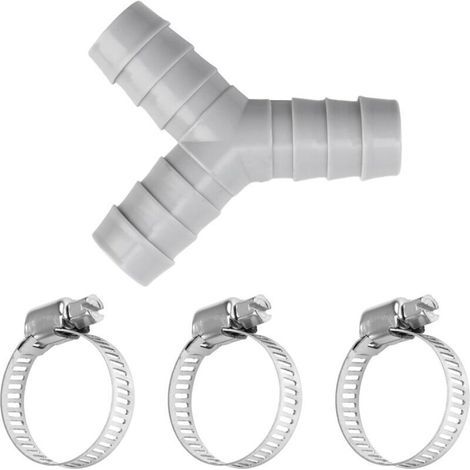 Répartiteur Y 2 voies pour raccordement lave-linge et lave-vaisselle – avec 3 colliers de serrage résistants à la chaleur et aux produits chimiques (1/4)