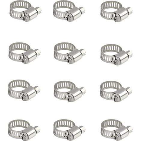 Juego de 4 abrazaderas para mangueras, ajustables de 10 a 16 mm, de acero inoxidable 304, de metal, para mangueras, mangueras de gas, mangueras de agua, cables y grifos. (1/5)