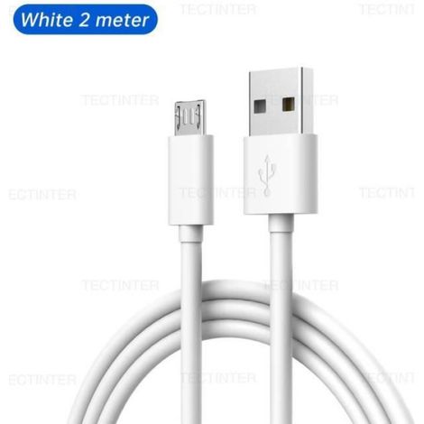 Pipeline-Câble d'alimentation micro USB à charge rapide pour téléphone Android,câble de données pour Xbox One- White-2M[C9]