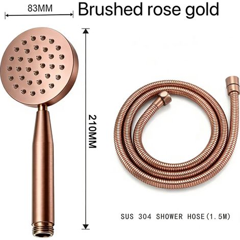 (RG brossé, lot de 2) Flexible de douche en acier inoxydable de 150 cm avec pommeau en nickel brossé, accessoires pour robinetterie murale (1/5)