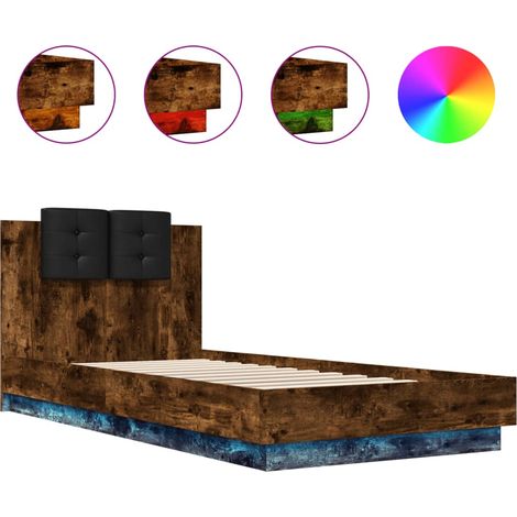 Maison Exclusive - Estructura de cama cabecero luces LED roble ah