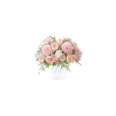 Fleurs artificielles, faux bouquet de pivoine en soie hortensia décor oeillets en plastique arrangements floraux réalistes décoration de mariage centres de table 2 paquets rose clair