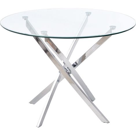 Mesa Houston 1130, Plata, 73x0x0cm, Vidrio templado, Metal